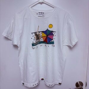 Vintage Byrkit Inc. Novelty Beacy White Graphic T-Shirt